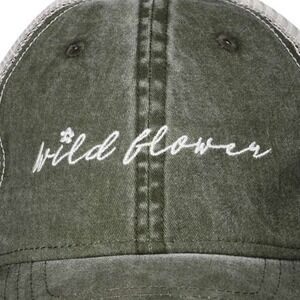 Wild Flower Sea Turtle Trucker Hat OS Olive Green Grey Twil Baseball Cap NWT